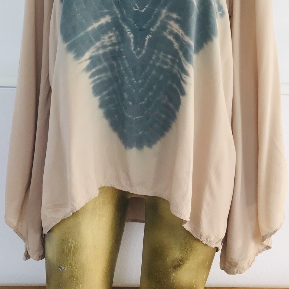 BLU MOON Boho Angel Sleeve CAFTAN Hippie Tunic TOP Small - Picture 15 of 16